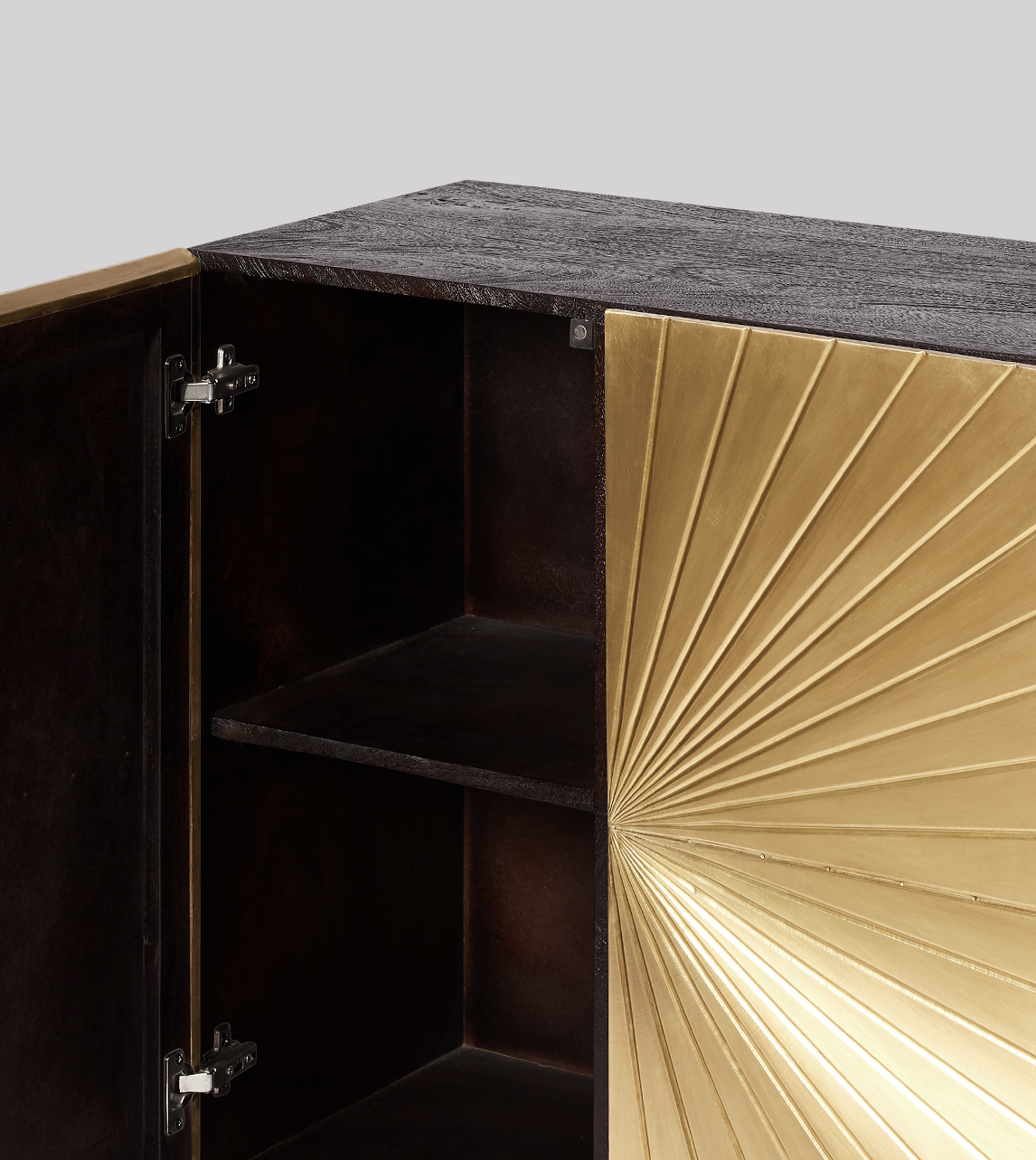 Ziggy Contemporary in Brass & Dark Mango Wood Swoon
