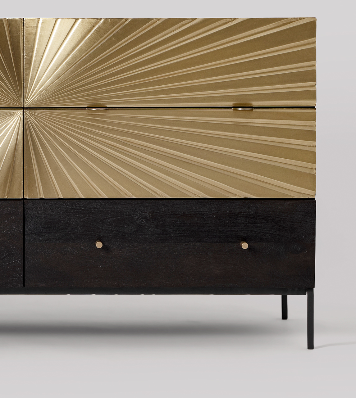 Ziggy Art Deco Sixdrawer Chest of Drawers in Brass & Charcoal Swoon