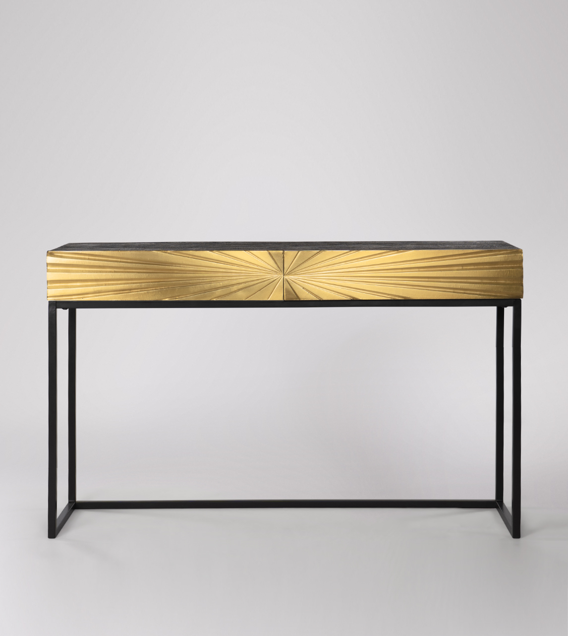 brass and black console table