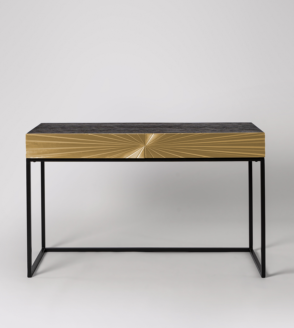 Black and shop brass desk