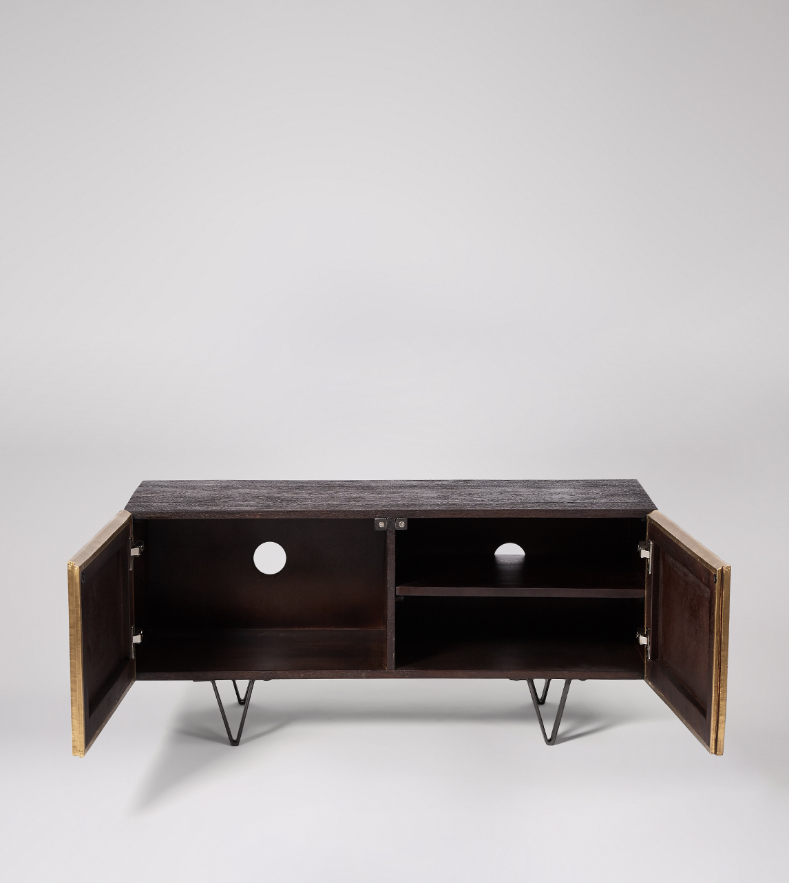 Ziggy Media Unit, MidCentury Modern Style in Brass Swoon