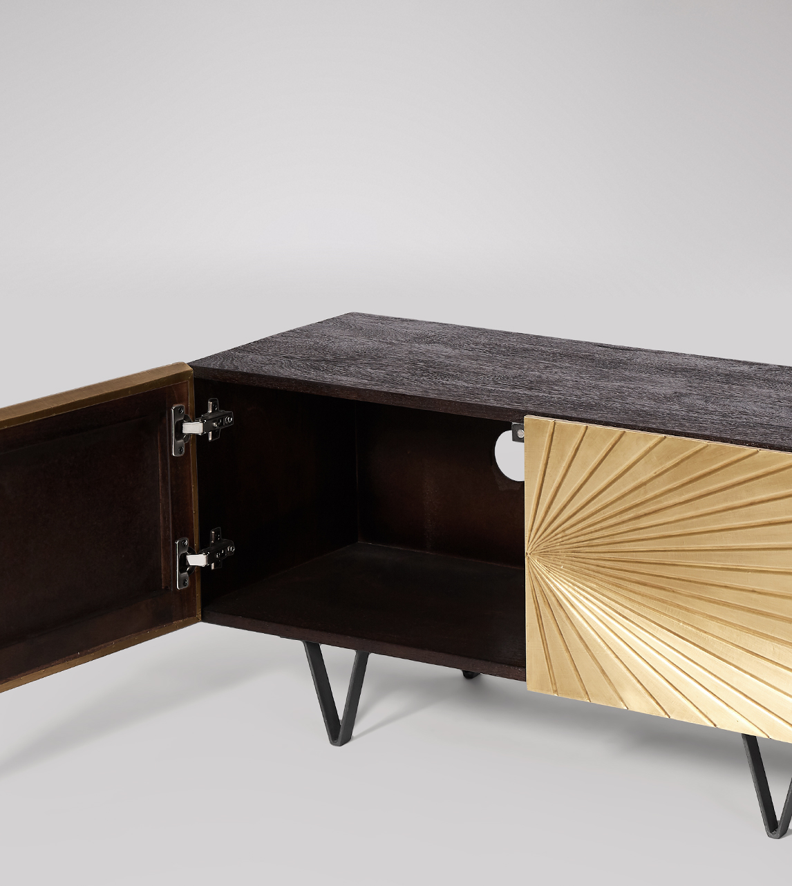 Ziggy Media Unit, MidCentury Modern Style in Brass Swoon